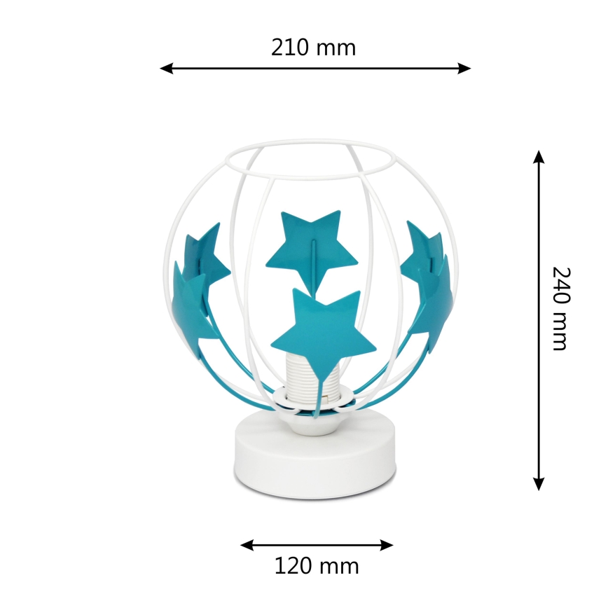 Kindertafel lamp STARS 1xE27/15W/230V turquoise/wit
