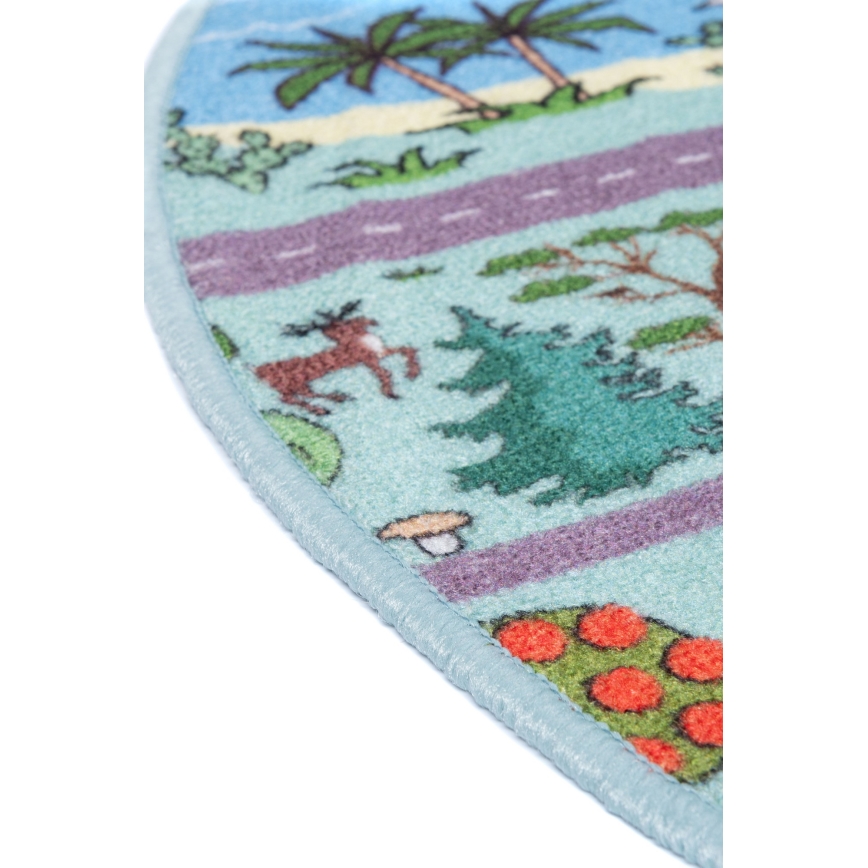 Kindervloerkleed STELLA STREETS 120 cm turkoois/stad