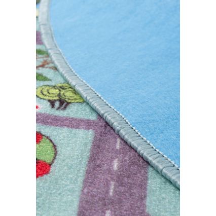 Kindervloerkleed STELLA STREETS 120 cm turkoois/stad