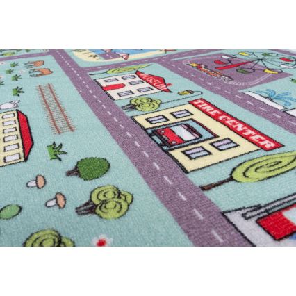 Kindervloerkleed STELLA STREETS 120x170 cm turkoois/stad