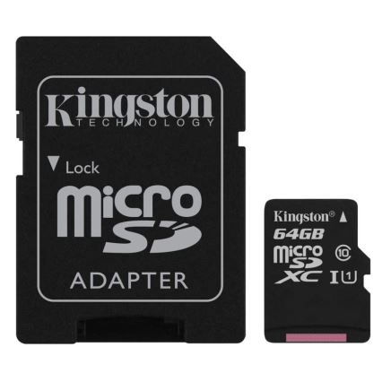 Kingston - MicroSDXC 64GB Canvas Select Plus U1 100MB/s + SD adapter