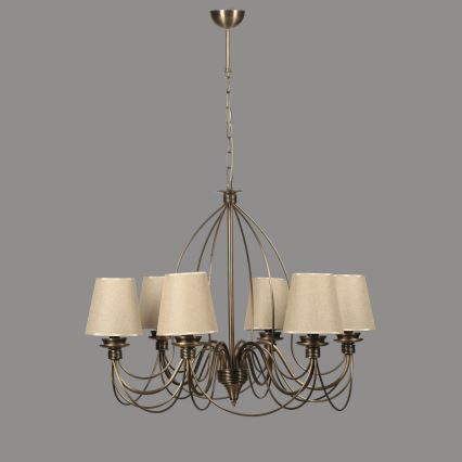 Klassiek hanglamp 6xE14/40W/230V brons/beige