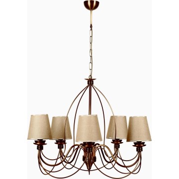Klassieke hanglamp 5xE14/40W/230V brons/beige