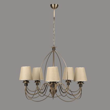 Klassieke hanglamp 5xE14/40W/230V brons/beige