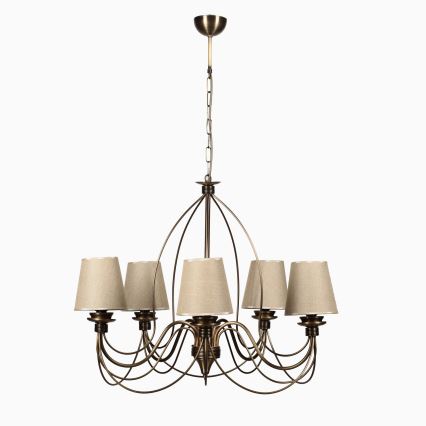 Klassieke hanglamp 5xE14/40W/230V brons/beige