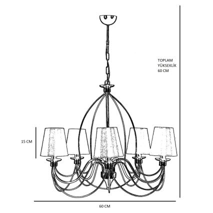 Klassieke hanglamp 5xE14/40W/230V brons/beige