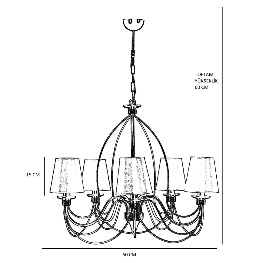 Klassieke hanglamp 5xE14/40W/230V brons/beige