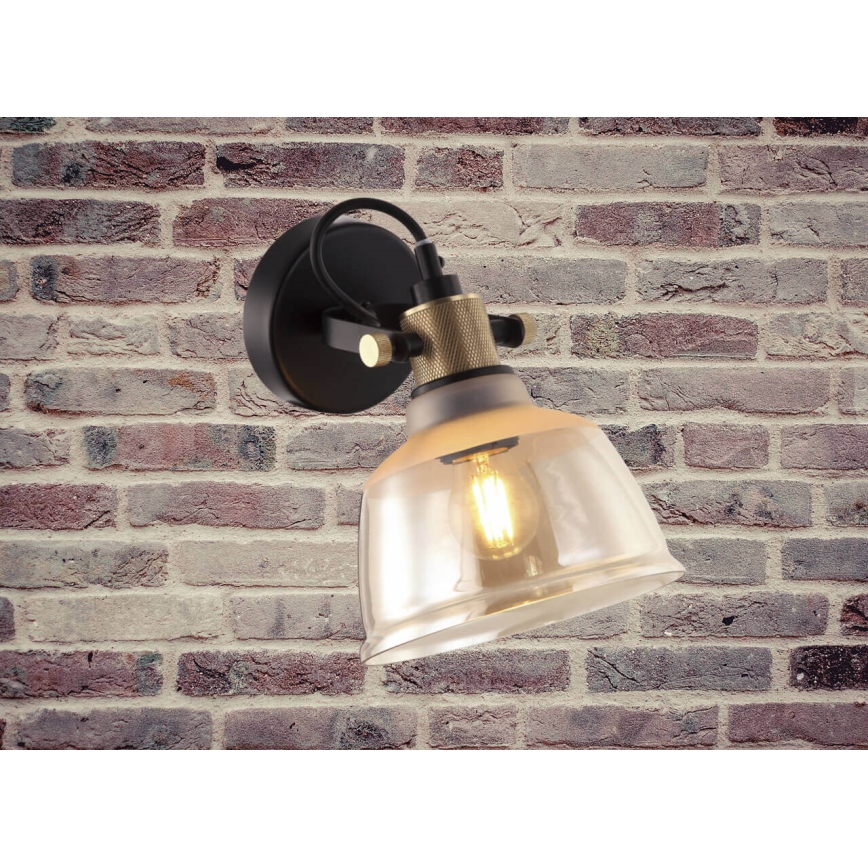 Wandlamp ASGARD 1xE27/11W/230V beige/zwart/gouden