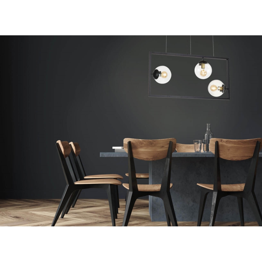 Hanglamp aan een koord REY 3xE27/7W/230V zwart