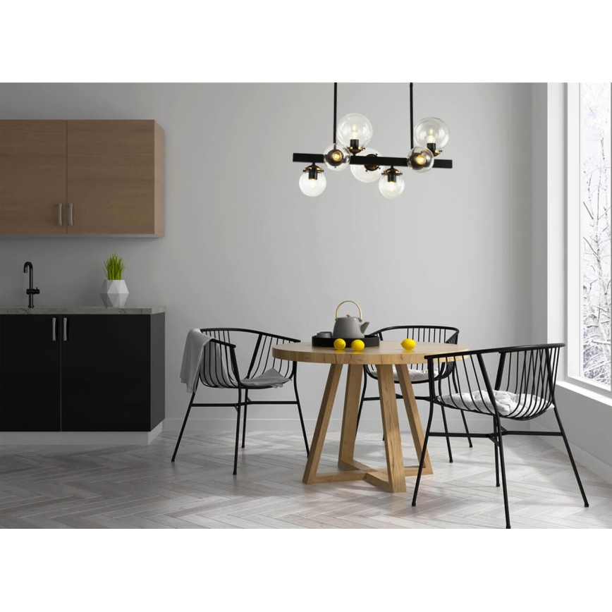 Hanglamp aan een paal HYPERION 7xE27/7W/230V zwart/transparant