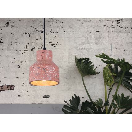 Hanglamp aan een koord RESIN 1xE27/11W/230V roze/zwart