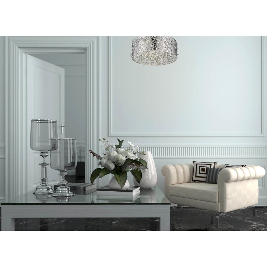 LED Dimbare kristallen plafondlamp FOREST 5xLED/5W/230V mat chroom