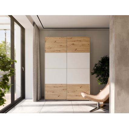 Kledingkast KARO 150x210 cm wit/artisan eiken