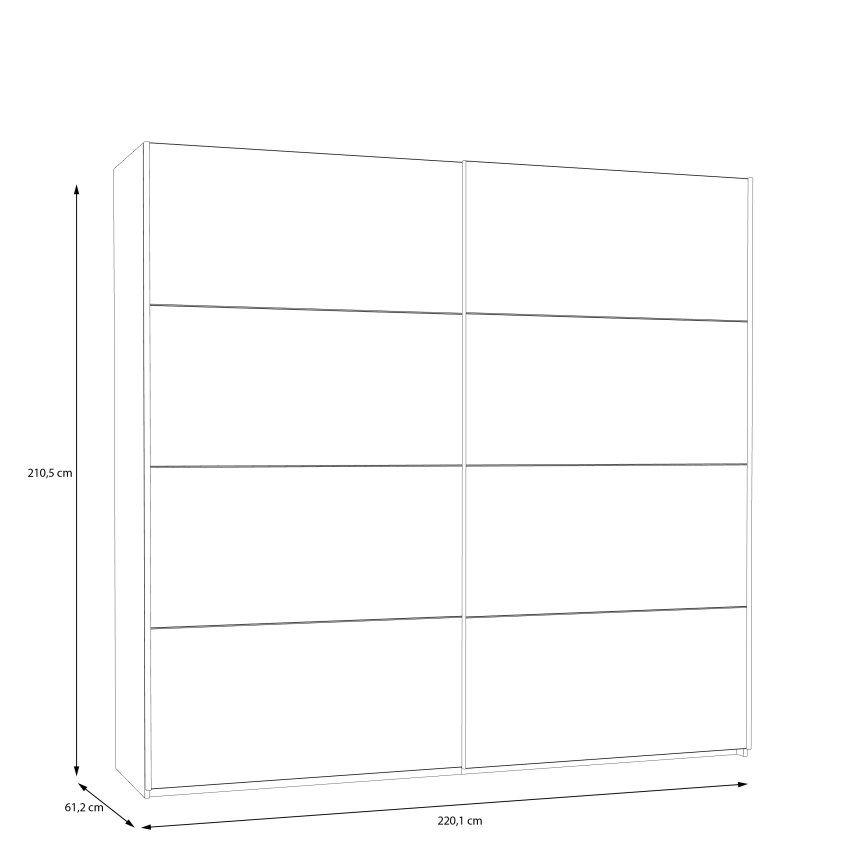 Kledingkast KARO 220x210 cm met spiegel, wit