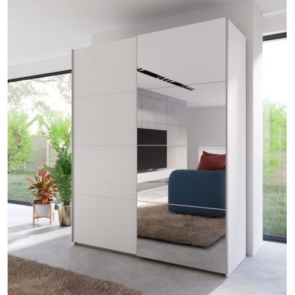 Kledingkast KARO met spiegel, 170 x 210 cm, wit