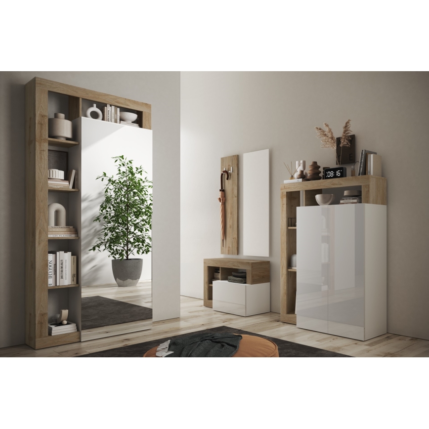 Kledingkast LENOR 91x209 cm wit/bruin