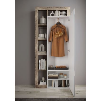 Kledingkast LENOR 91x209 cm wit/bruin