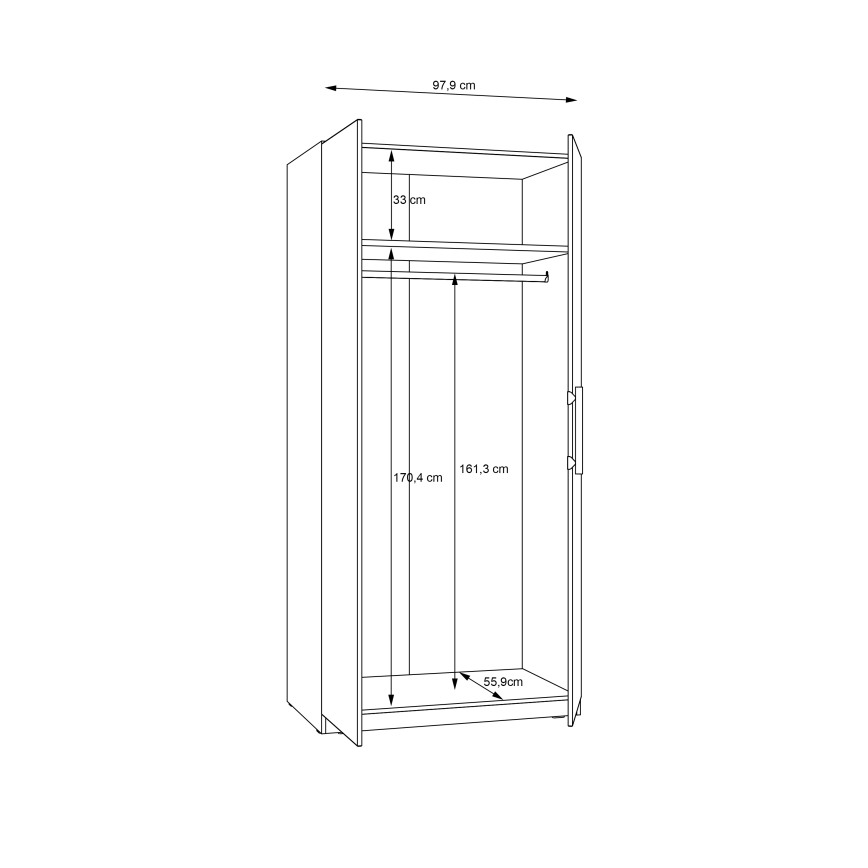 Kledingkast MARO 100x213 cm artisan eik