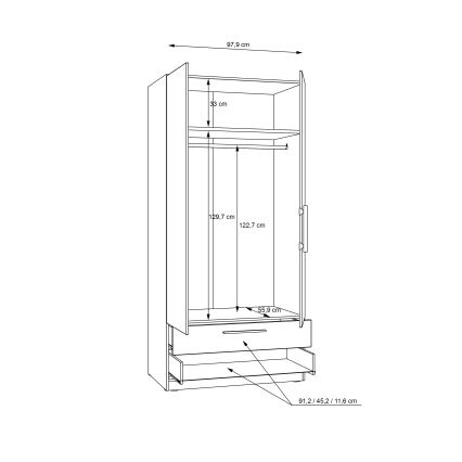 Kledingkast MARO 100x213 cm eiken artisan