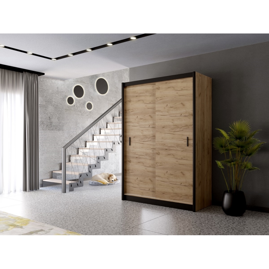 Kledingkast met schuifdeuren SAPHIRA 150x215 cm eiken craft
