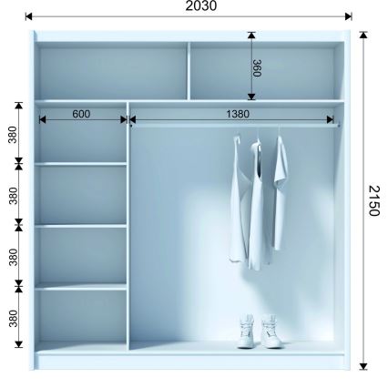 Kledingkast met schuifdeuren SAPHIRA 203x215 cm eiken craft