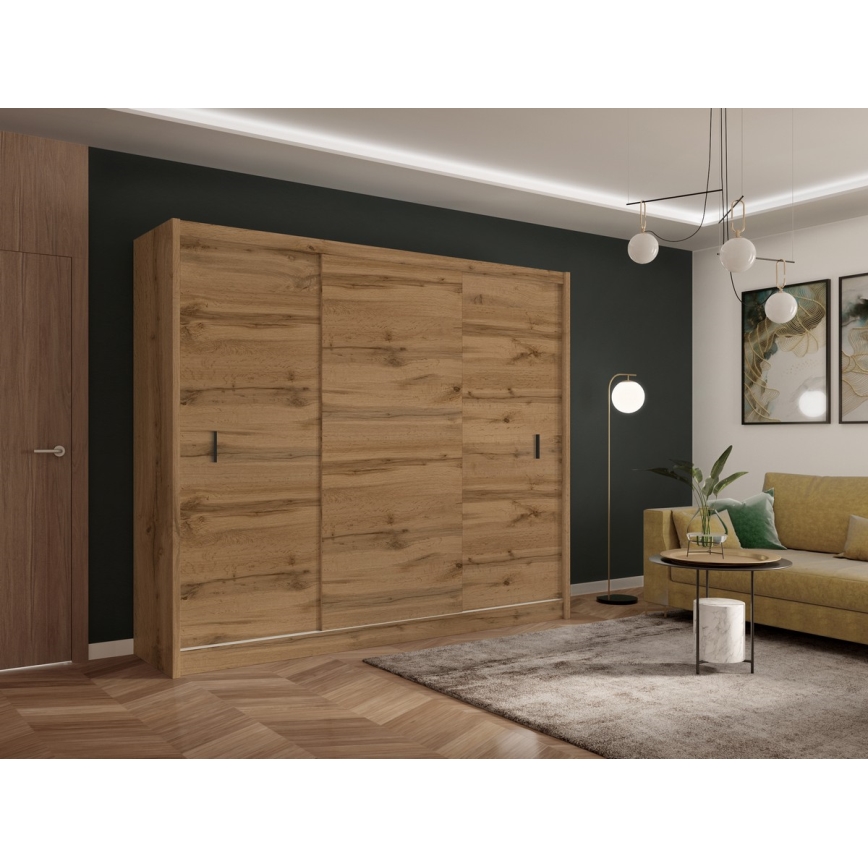 Kledingkast met schuifdeuren SAPHIRA 250x215 cm eiken wotan
