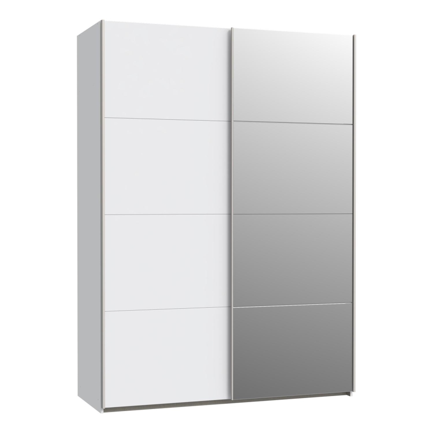 Kledingkast met spiegel KARO 150x210 cm wit