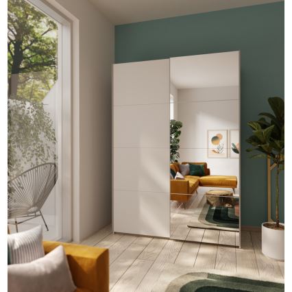 Kledingkast met spiegel KARO 150x210 cm wit