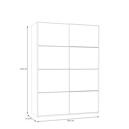 Kledingkast met spiegel KARO 150x210 cm wit