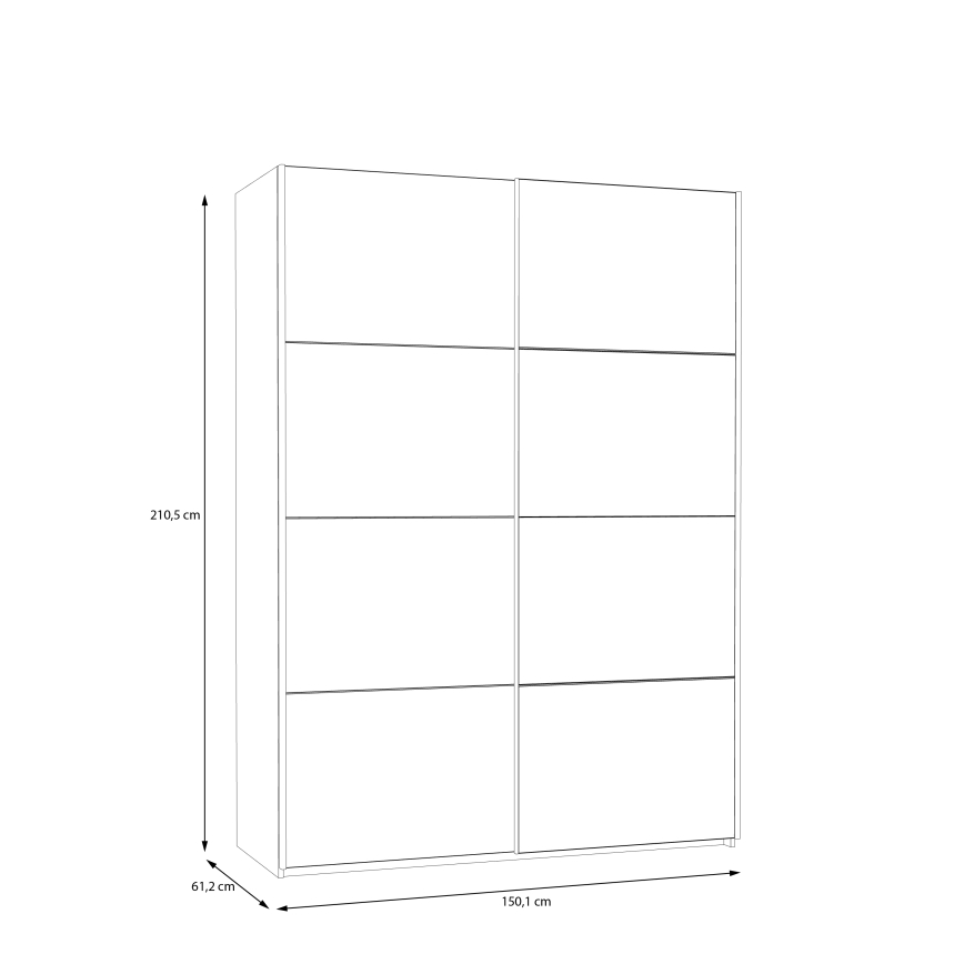 Kledingkast met spiegel KARO 150x210 cm wit