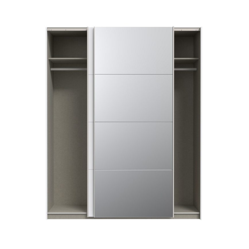 Kledingkast met spiegel KARO 170x210 cm wit