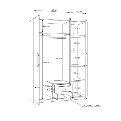 Kledingkast met spiegel MARO 150x213 cm artisan eiken