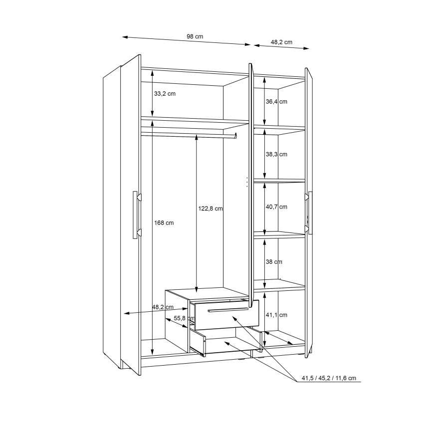Kledingkast met spiegel MARO 150x213 cm artisan eiken