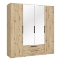 Kledingkast met spiegel MARO 200x213 cm artisan eik