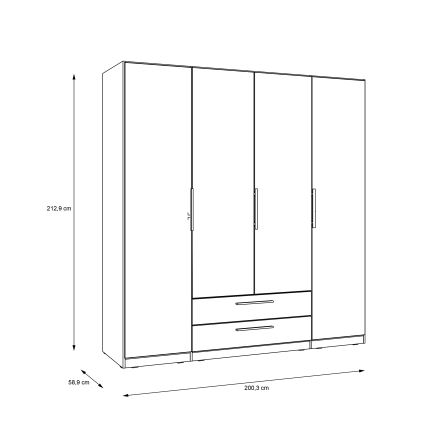 Kledingkast met spiegel MARO 200x213 cm artisan eik