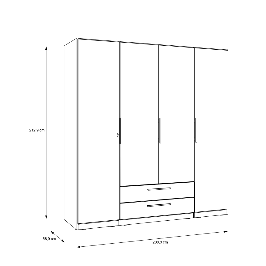 Kledingkast met spiegel MARO 200x213 cm artisan eik