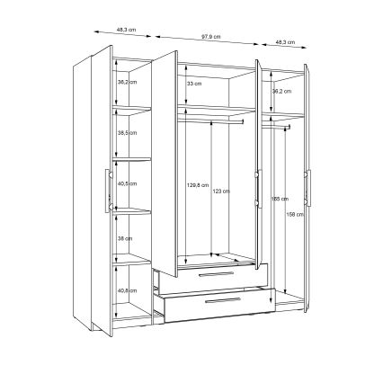 Kledingkast met spiegel MARO 200x213 cm artisan eik