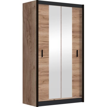 Kledingkast met spiegel MIRO 120x215 cm eiken craft/zwart