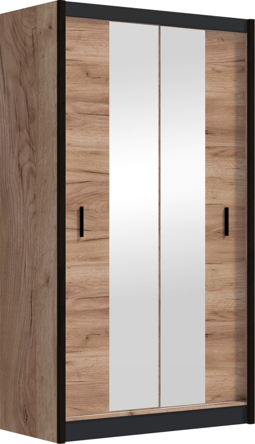 Kledingkast met spiegel MIRO 120x215 cm eiken craft/zwart