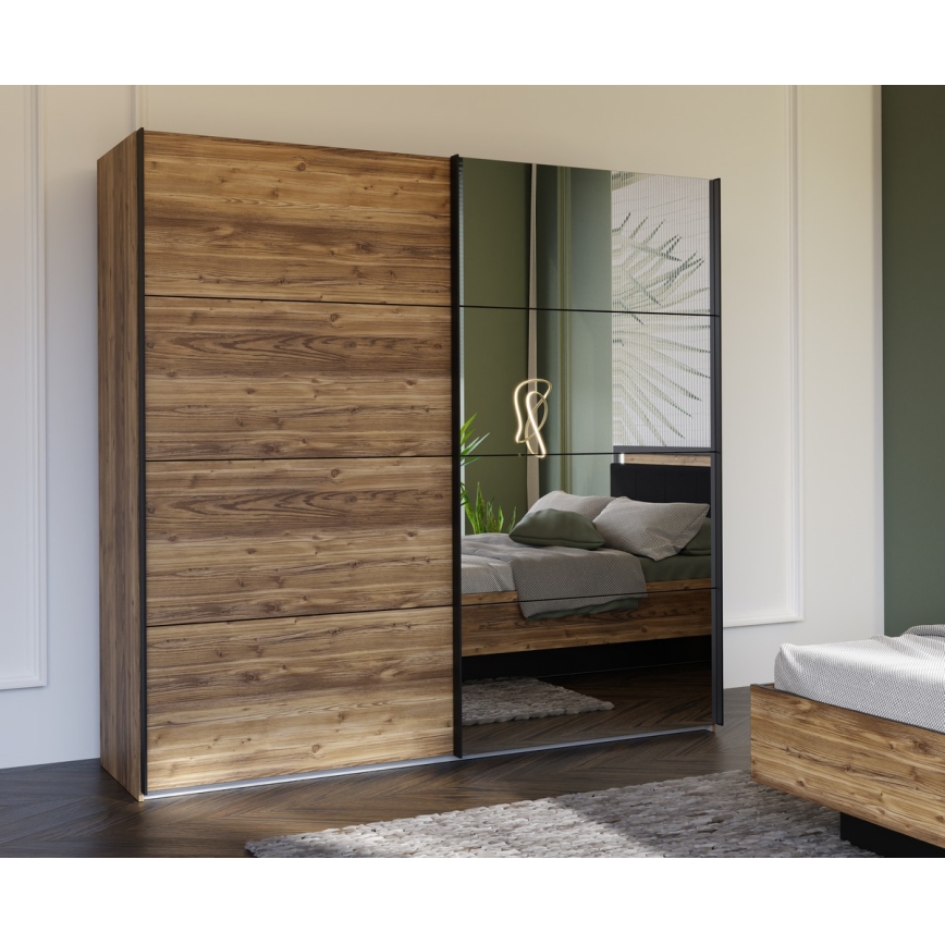 Kledingkast met spiegel OREN 220x210 cm artisan eiken