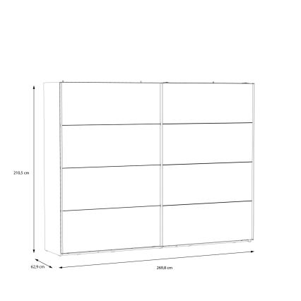 Kledingkast met spiegel OREN 270x210 cm artisan eiken
