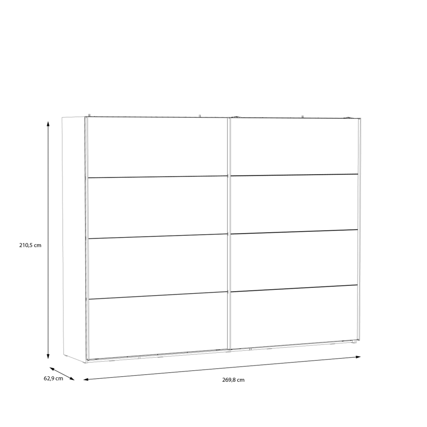 Kledingkast met spiegel OREN 270x210 cm artisan eiken