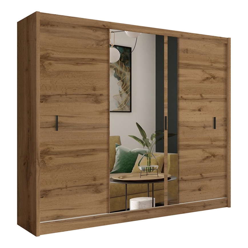 Kledingkast met spiegel SABRINA 250x215 cm Wotan eik
