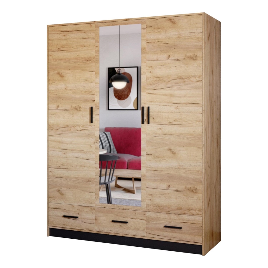 Kledingkast met spiegel SANNA 150x215 cm eiken craft