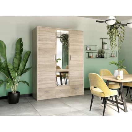 Kledingkast met spiegel SANNA 150x215 cm eiken sonoma