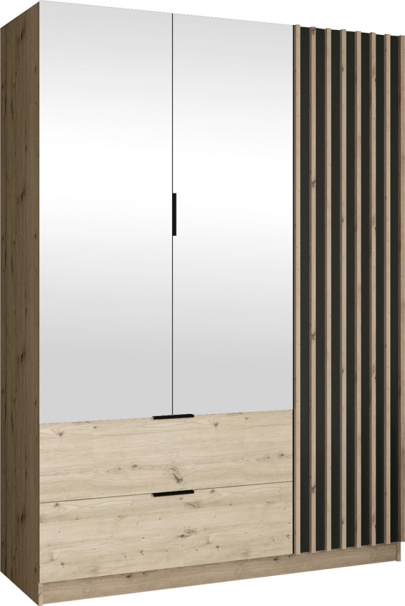 Kledingkast met spiegel VISTA 150x215 cm artisan eiken/grafiet