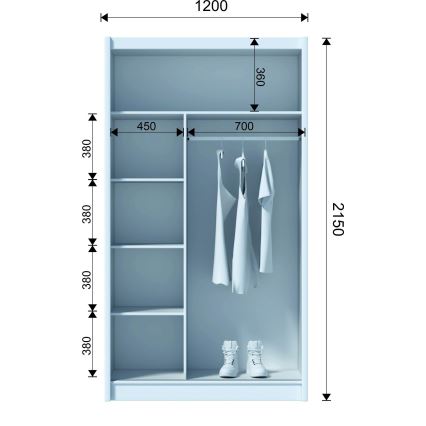 Kledingkast SABRINA 120x215 cm eiken woltan