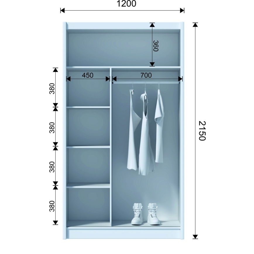 Kledingkast SABRINA 120x215 cm eiken woltan