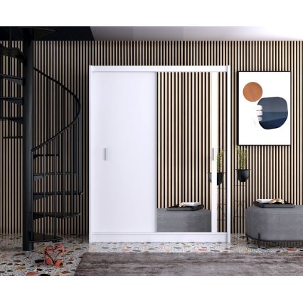 Kledingkast met spiegel SABRINA 180x215 cm wit