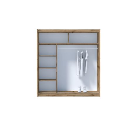 Kledingkast met spiegel SABRINA 203x215 cm eiken woltan